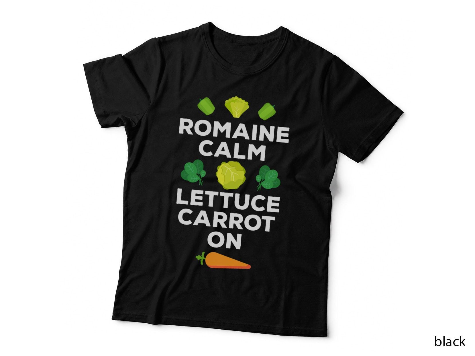 Vegan Romaine Calm Lettuce Carrot on Vegetables Food T-Shirt