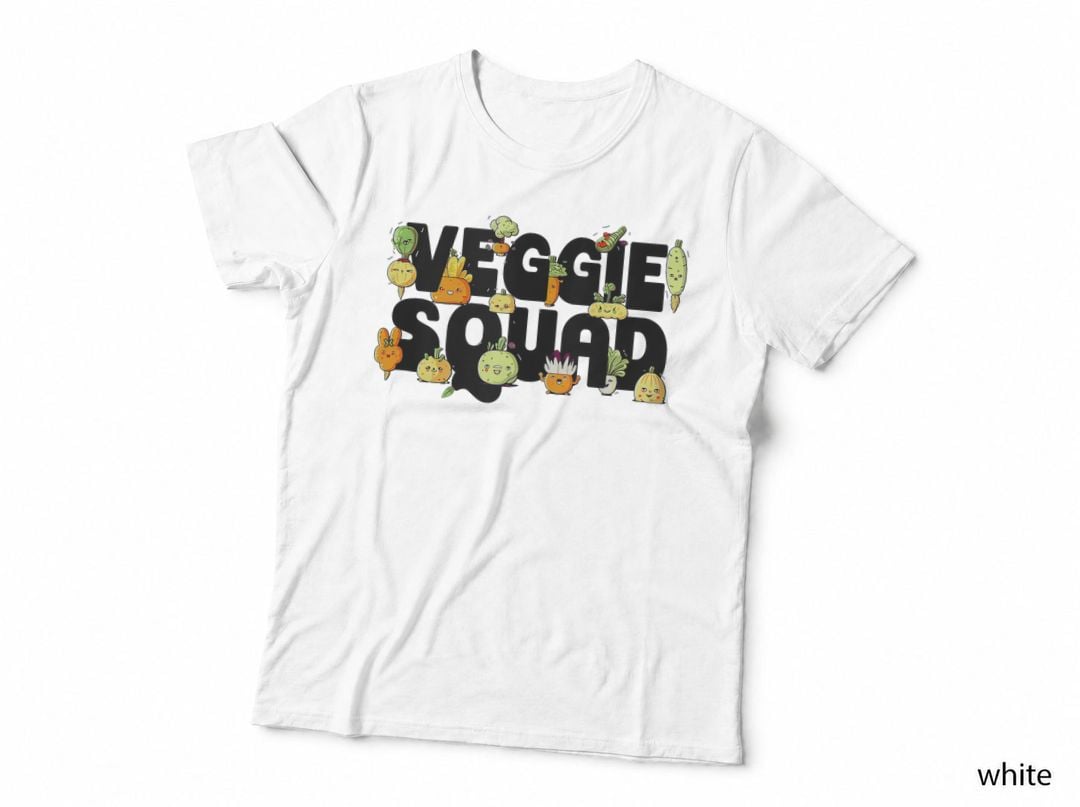 Veggie Squad T-Shirt, Vegetable Print, Vegan Vegetarian Apparel