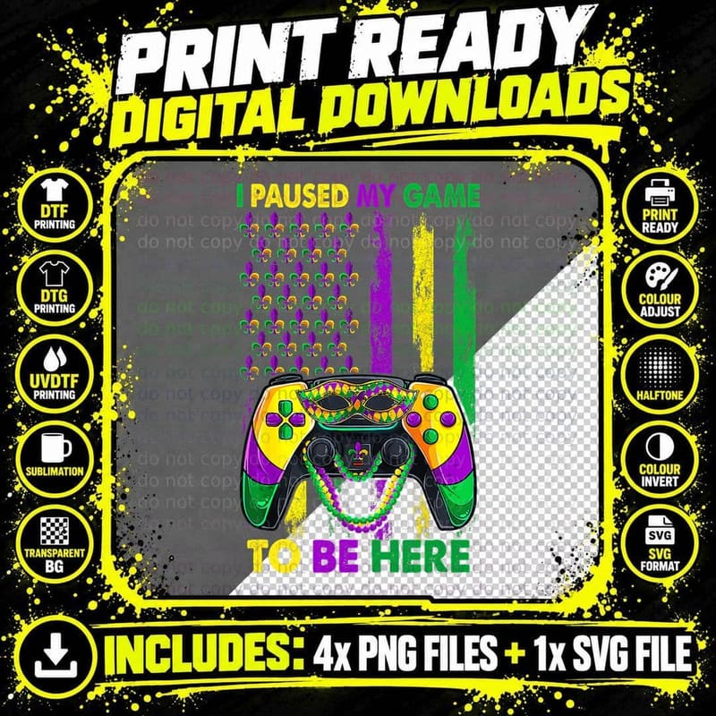 I Paused My Game to Be Here Video Game Beads Mardi Gras Png SVG Digital Bundle