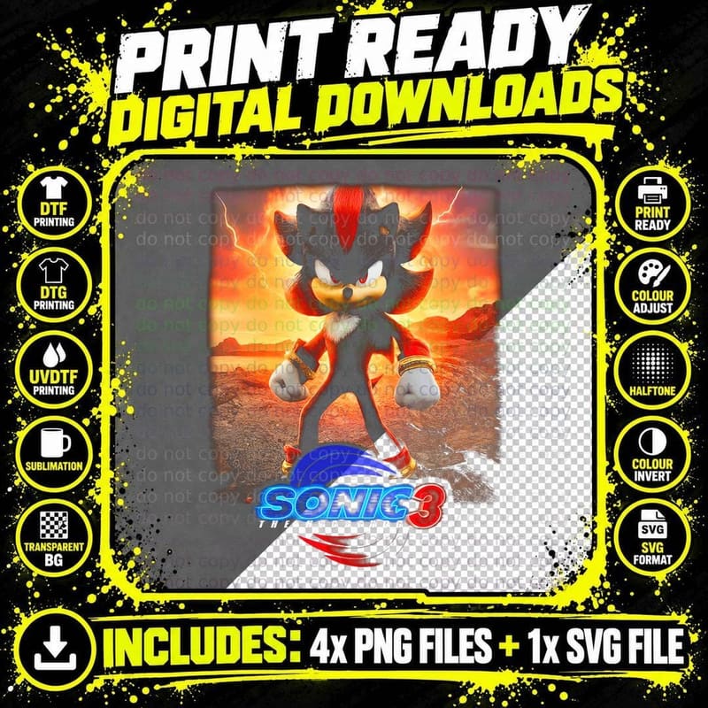 Sonic the Hedgehog T-Shirt, Silver Sonic Print Png SVG Digital Bundle