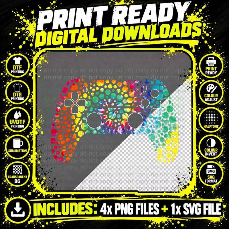 Tie Dye Polka Dot Video Game Happy Dot Day Shirts for Png SVG Digital Bundle