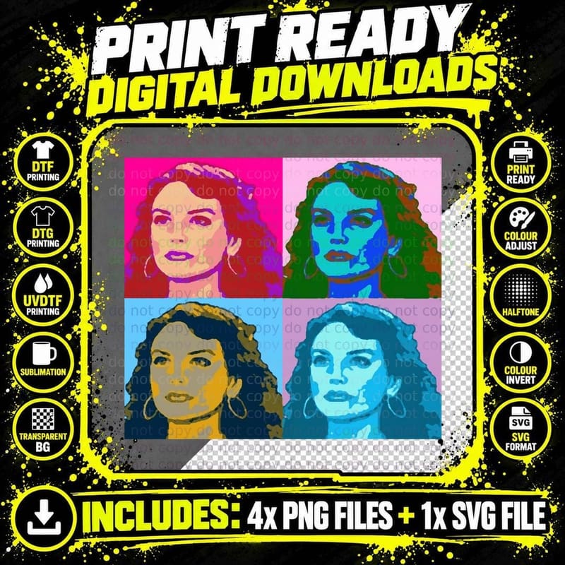 Warholized Elaine Marley T-Shirt, Pop Art Style Png SVG Digital Bundle