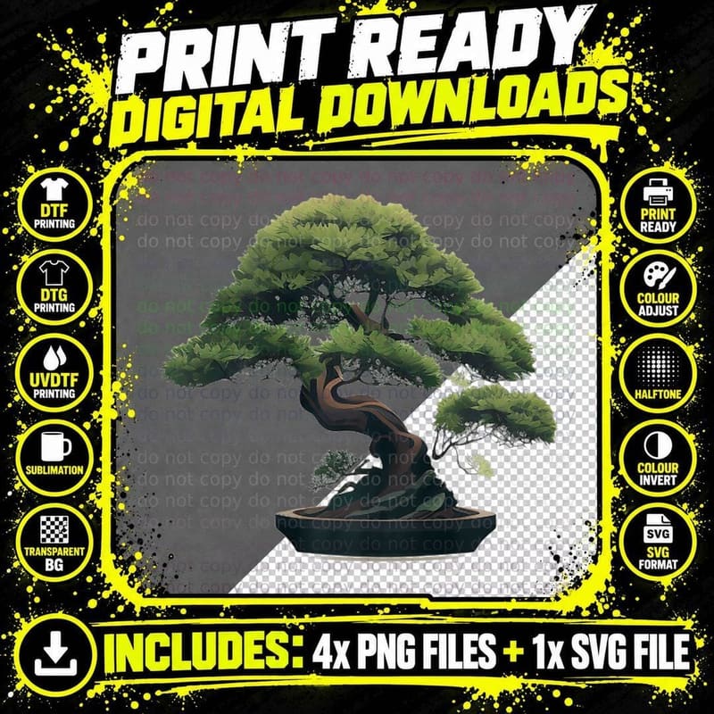 Cool Japanese Art for Bonsai Tree Lovers Png SVG Digital Bundle