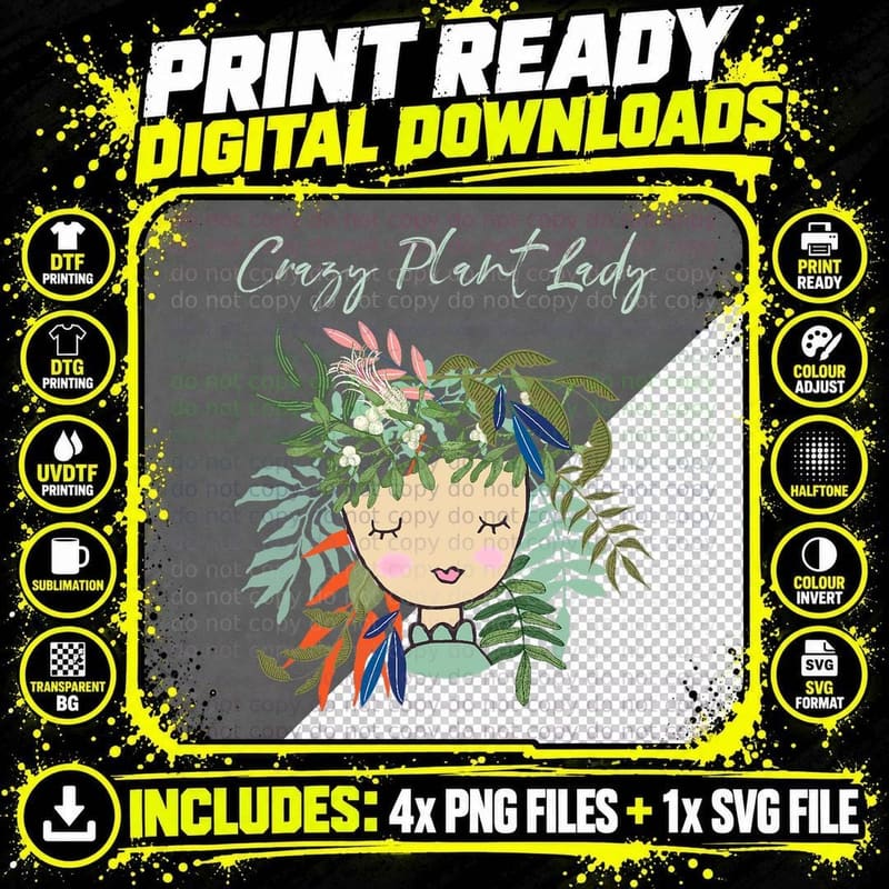Crazy Plant Lady, Green Thumb, Green Earth Png SVG Digital Bundle