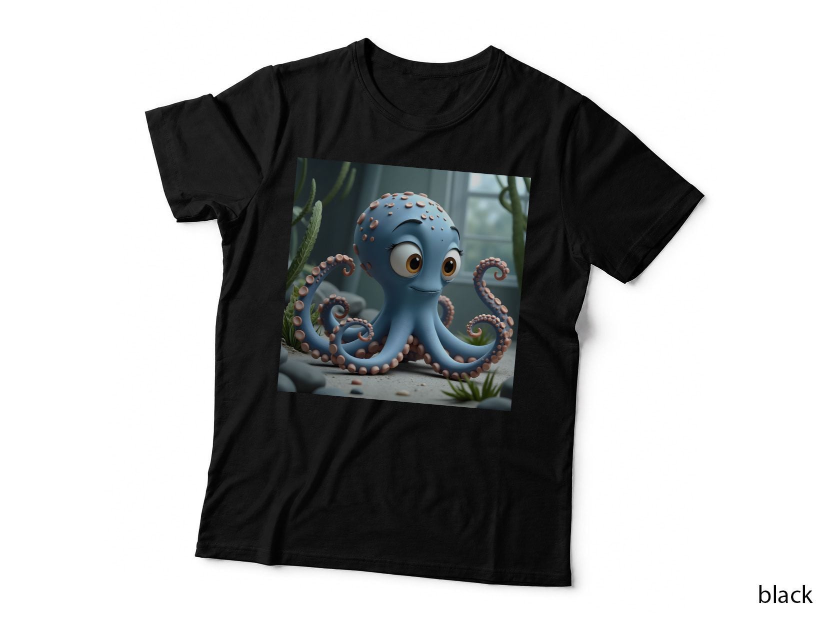 Cute Blue Octopus Cartoon Animal Garden Plant Lover T-Shirt