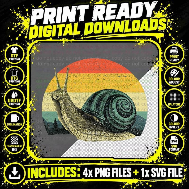 Cute Snail for Men Women Snails Slug Gardening Animal Png SVG Digital Bundle