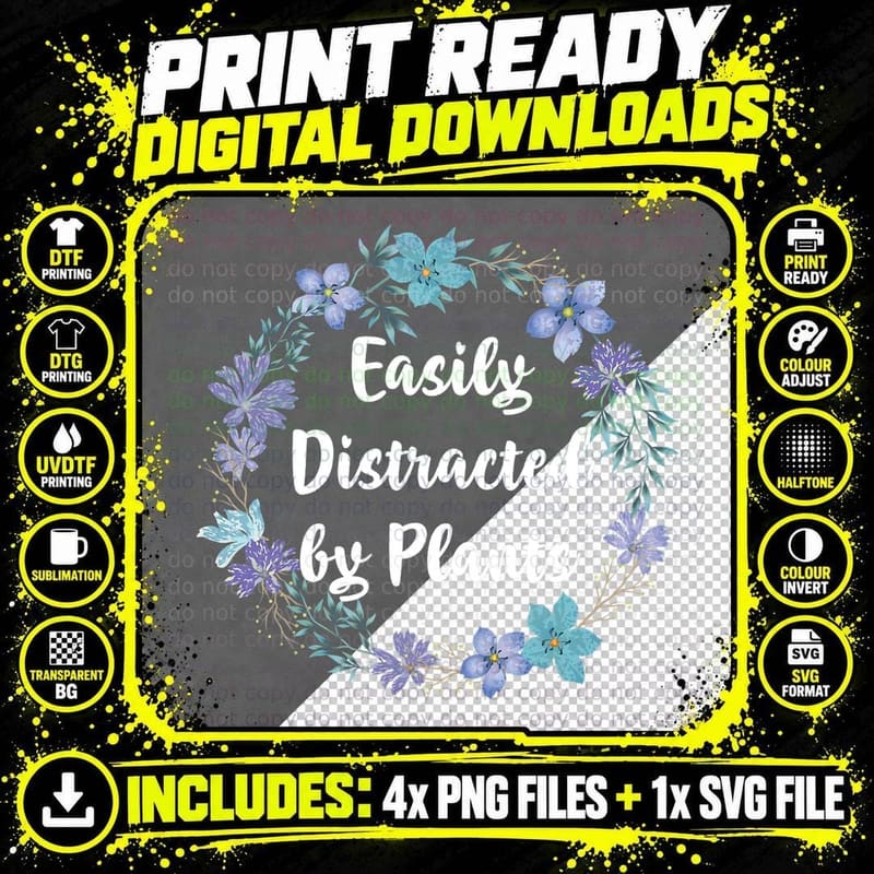 Easily Distracted by Plants Gardening Nature Lover Png SVG Digital Bundle