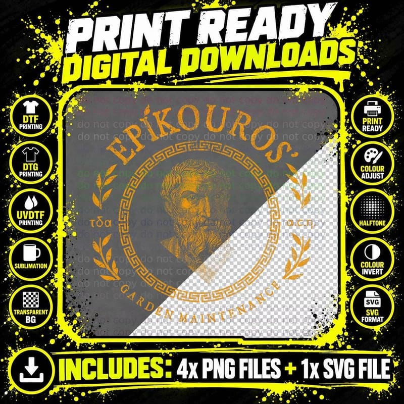 Epikouros' Gardening Squad Ancient Greek Epicurus Png SVG Digital Bundle