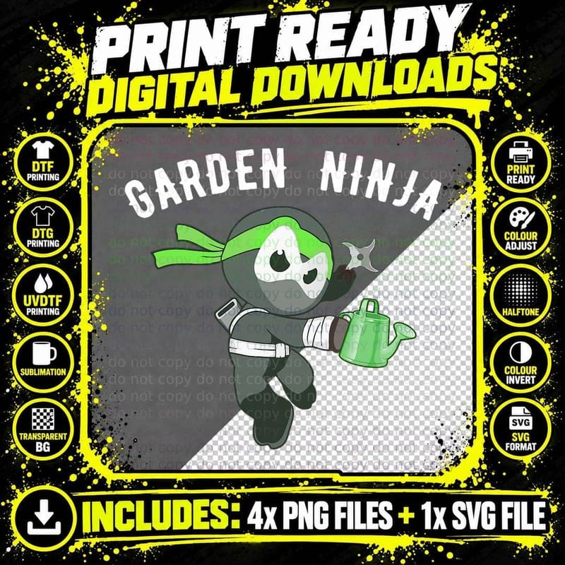 Garden Ninja Shirt, Martial Arts Gardening Tee Gift Png SVG Digital Bundle