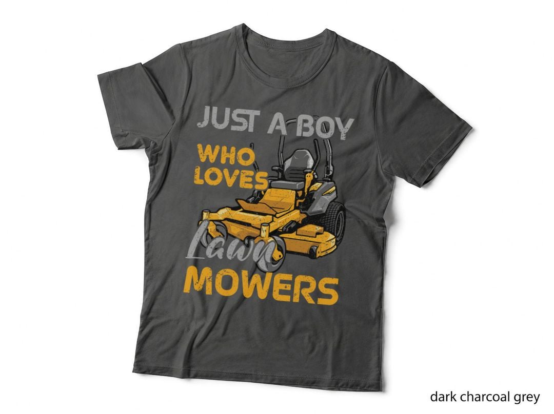 Just a Boy Who Loves Lawn Mowers Proud Gardener Mowing Kids T-Shirt