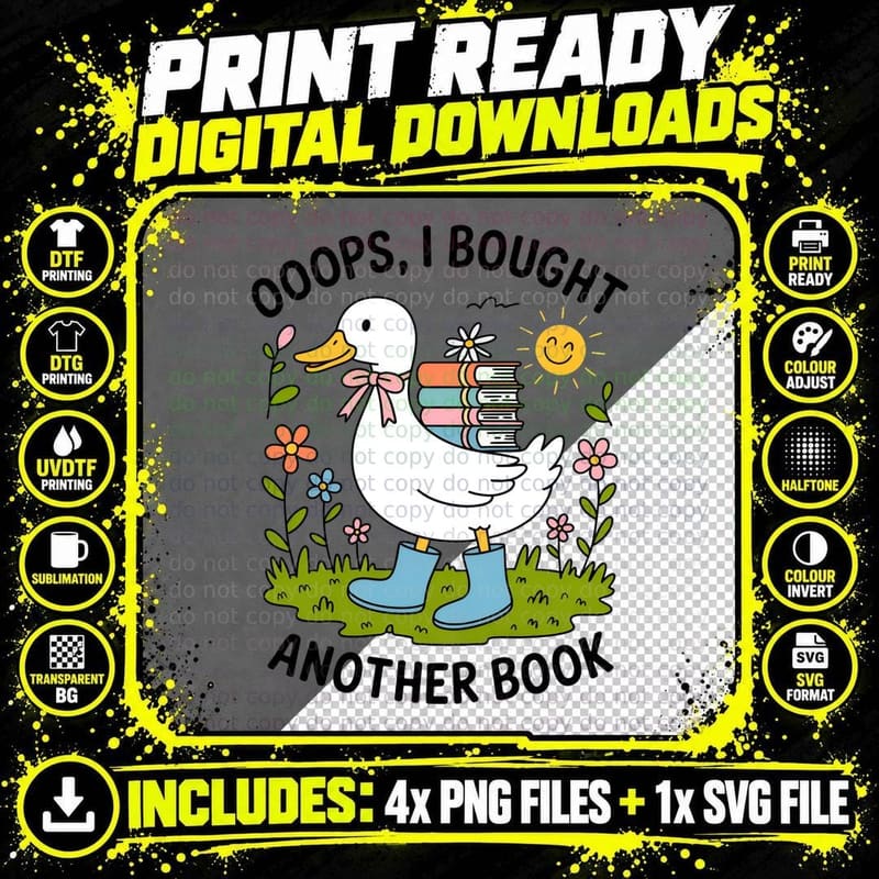 Ooops I Bought Another Book Books T-Shirt Png SVG Digital Bundle