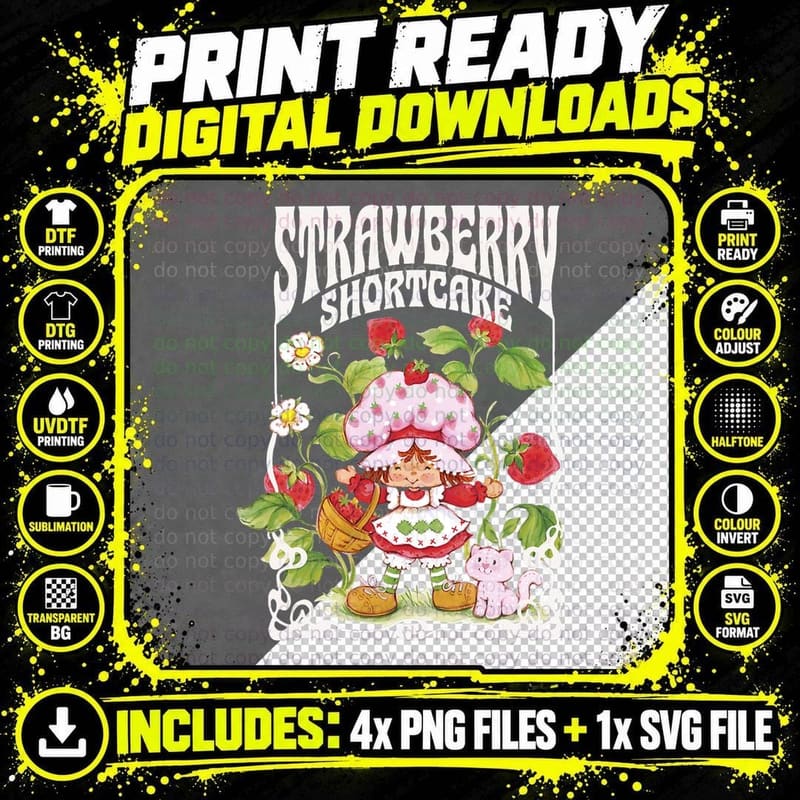 Strawberry Shortcake Life Is Sweet Nouveau Berry Garden Png SVG Digital Bundle