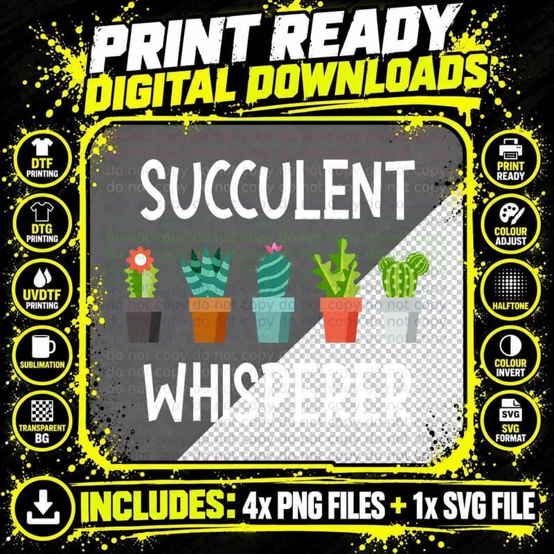 Succulent Whisperer - Cactus Lover Gardener Gardening Png SVG Digital Bundle
