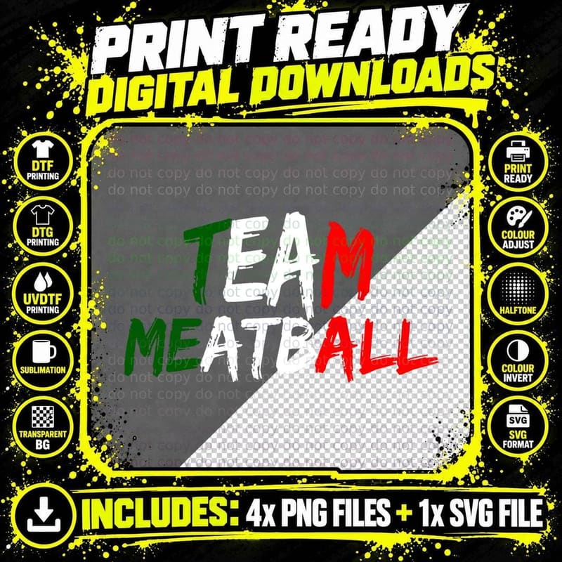 Team Meatball New Jersey Garden NJ Shore Italian Flag Png SVG Digital Bundle