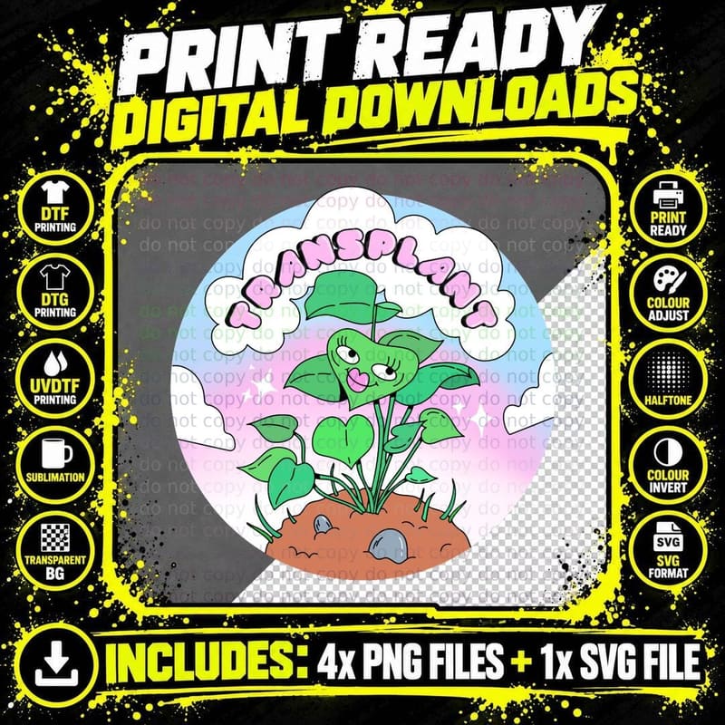 Transplant Plant T-Shirt, Cute Garden Theme Png SVG Digital Bundle