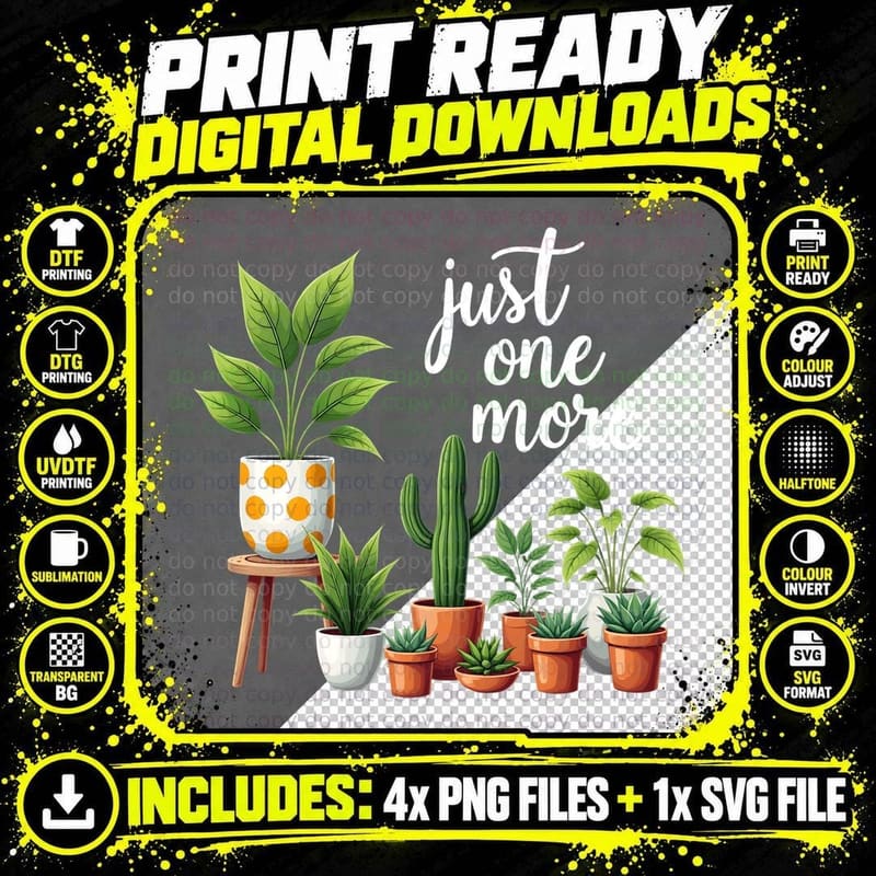 Variety Potted Plants Broad Delicate Leaves Terracotta Png SVG Digital Bundle