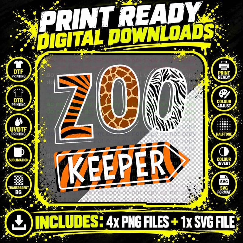 Zoo Keeper Animals Print Zookeeper Zoological Garden Png SVG Digital Bundle