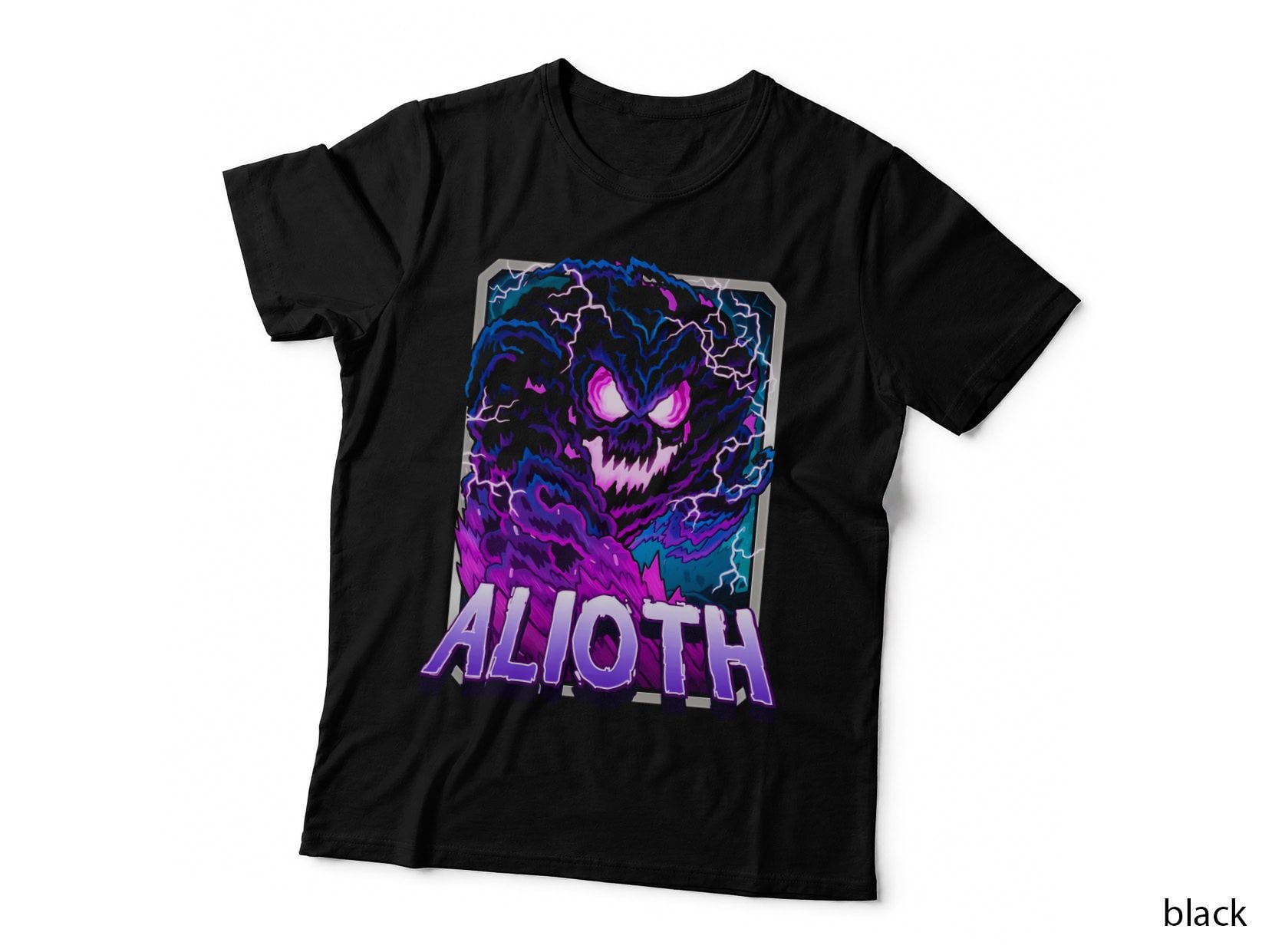 Alioth Purple Neon Skull Lightning T-Shirt