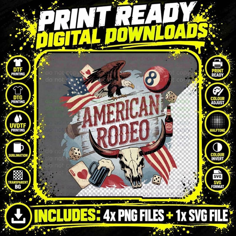 American Rodeo Billiards T-Shirt, American Rodeo with Png SVG Digital Bundle