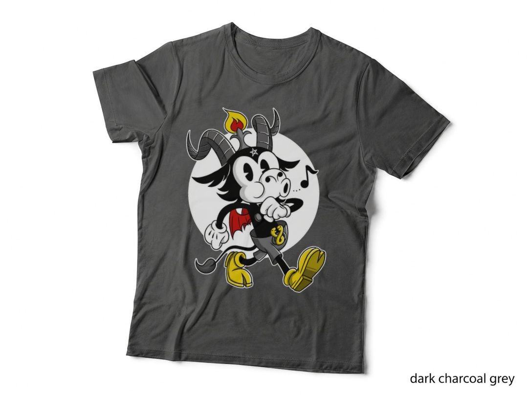 Atheist Satan Cute Baphomet Occult Dark Goat Whistling Old Cartoon T-Shirt
