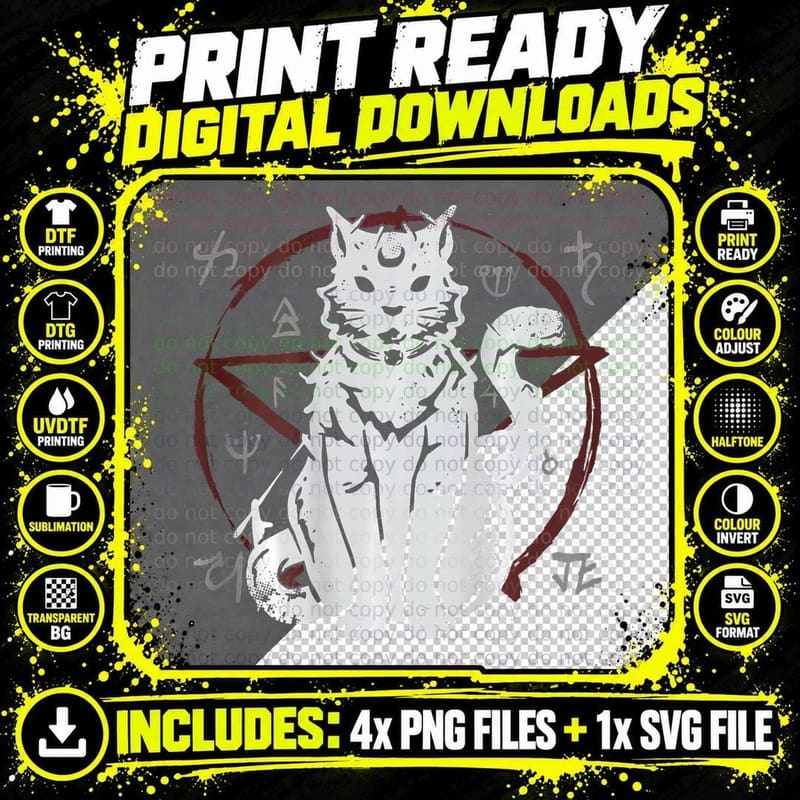 Backprint Baphomet Satanic Occult Pentagram Goth Outfit Png SVG Digital Bundle