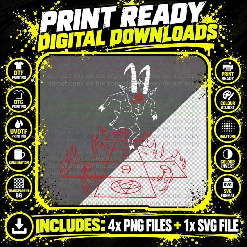 Baphomet Satanic Goat Pentagram Goth Clothes Women Png SVG Digital Bundle