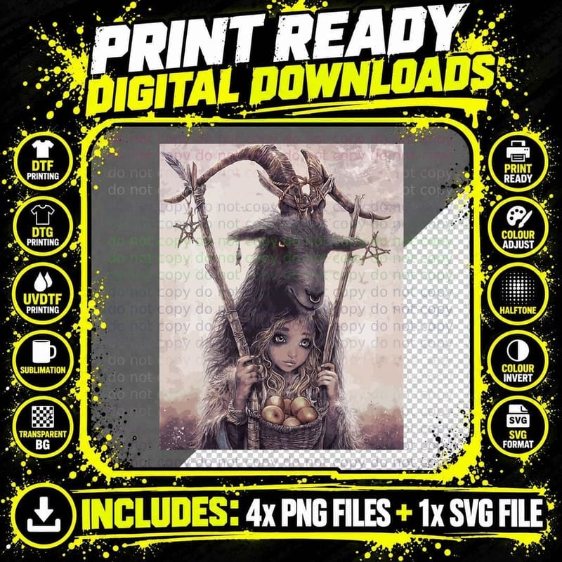Baphomet Satanist Goat Satanic Dark Art Evil 666 Png SVG Digital Bundle