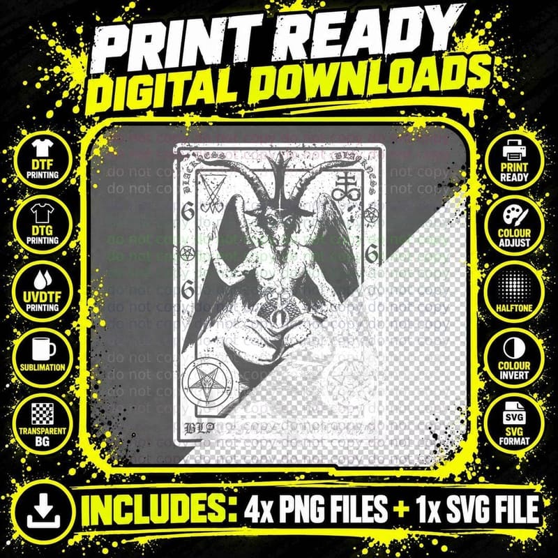 Baphomet Shirt Satanic Dark Art Evil 666 T-Shirt Luzifer Png SVG Digital Bundle