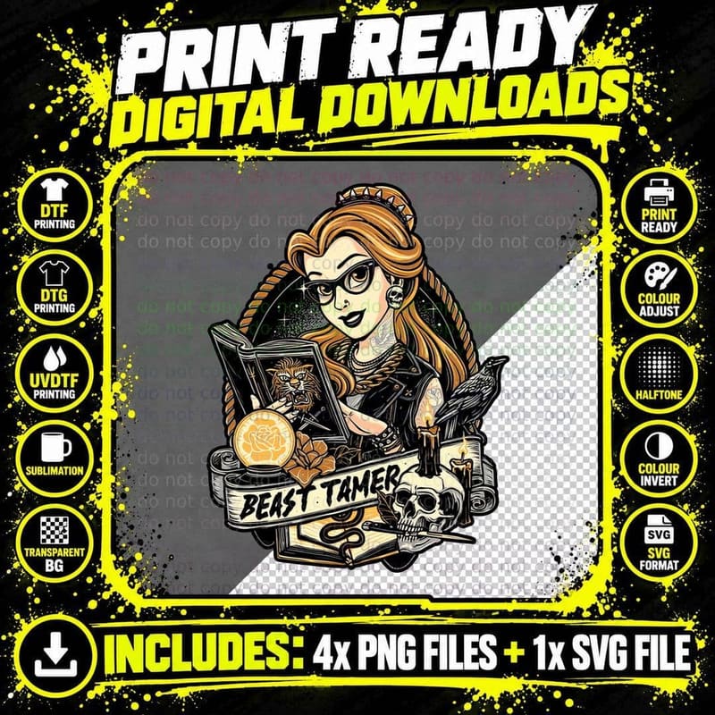 Beast Tamer T-Shirt, Gothic Steampunk Tee Png SVG Digital Bundle