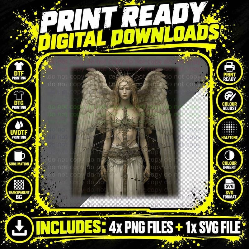 Beautiful Angel Goth Aesthetic Heavenly Angelic Girl Png SVG Digital Bundle