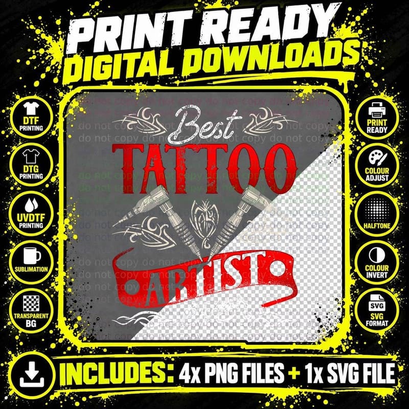 Best Tattoo Artist Ever Art Ink Job T-Shirt Png SVG Digital Bundle