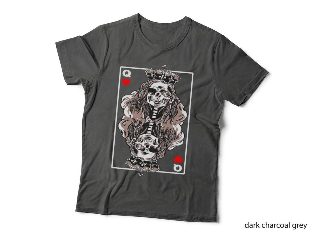 Black Jack Gambling Poker Skull Queen Heart T-Shirt