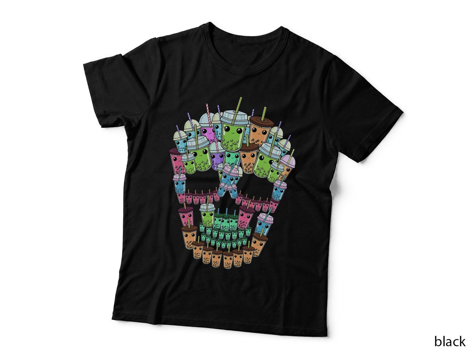 Bubble Tea Skull Shirt Men Boba Tea Gift Women Bubble Tea T-Shirt
