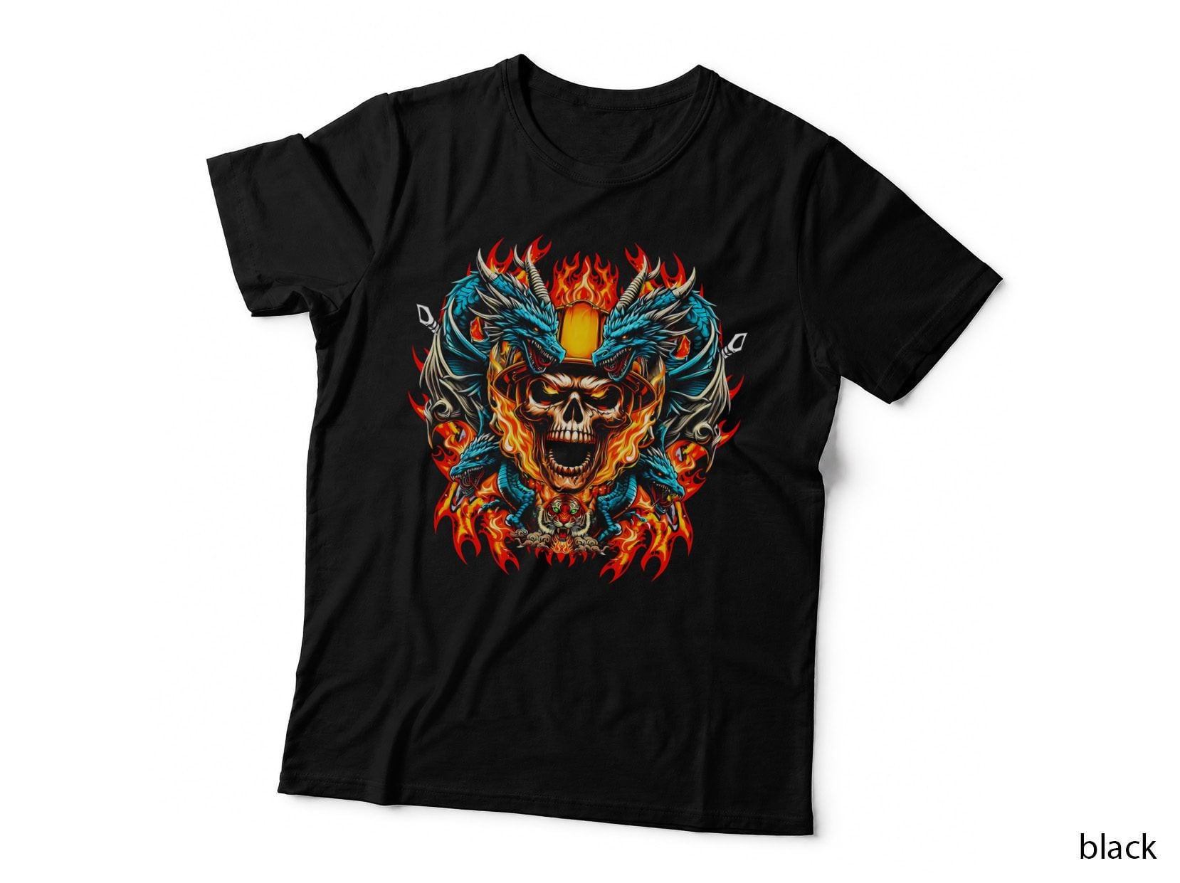 Calavera Dragones T-Shirt, Mexican Skull Print, Gothic Apparel
