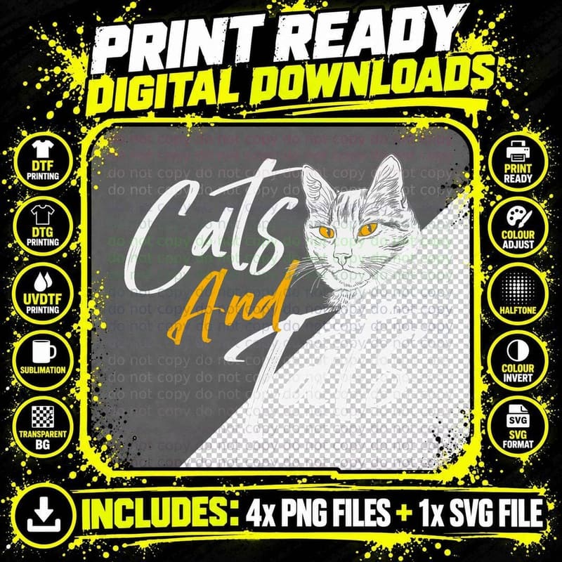 Cats and Tats - Tattoo Pets Kitten Owner Animal Kitty Png SVG Digital Bundle