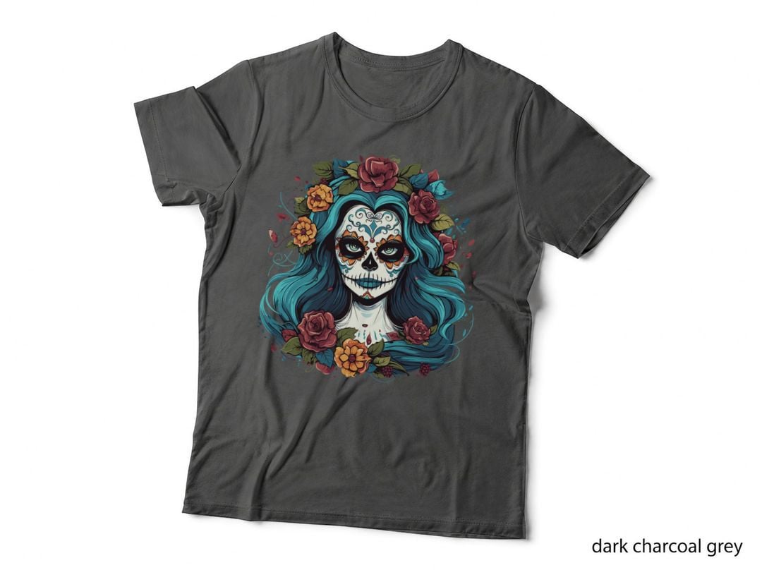 Colorful Sugar Skull Day of the Dead Woman T-Shirt