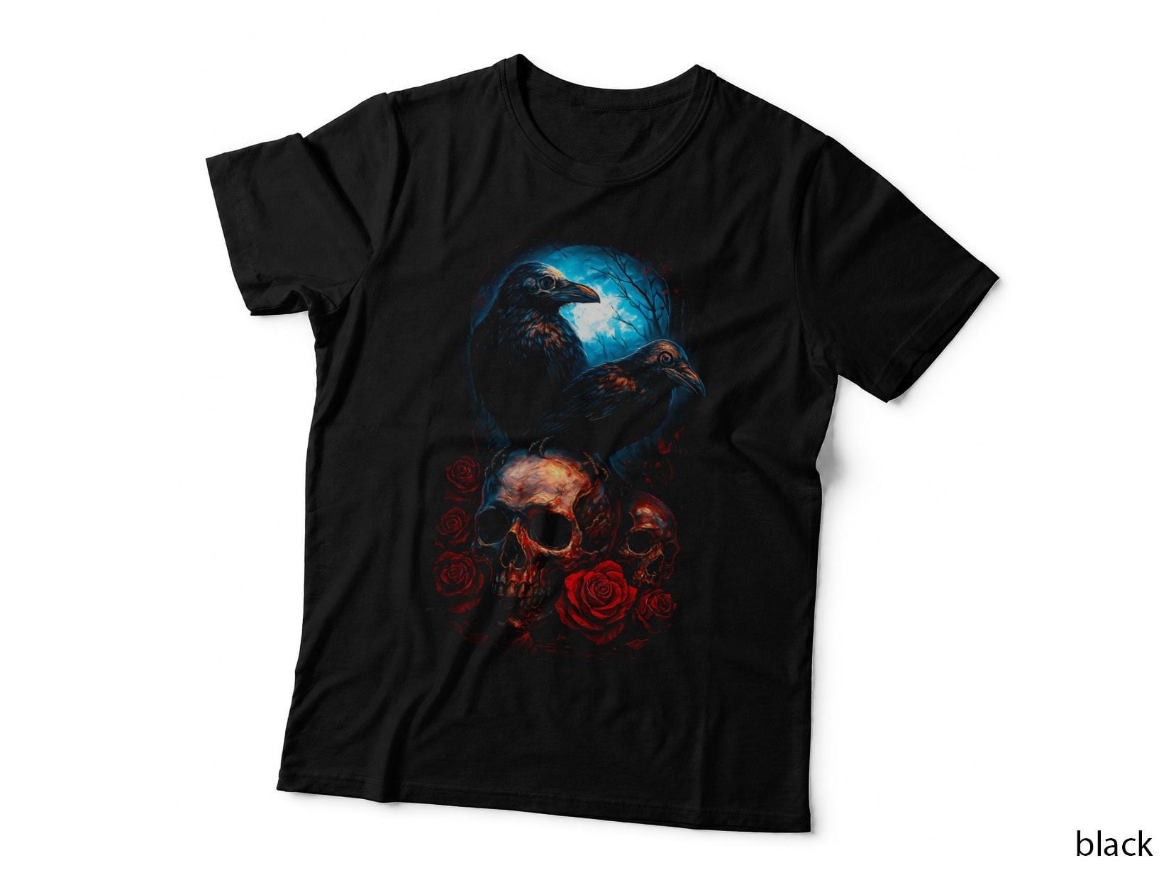 Corvos E Caveiras T-Shirt, Skulls & Bones Print, Gothic Apparel