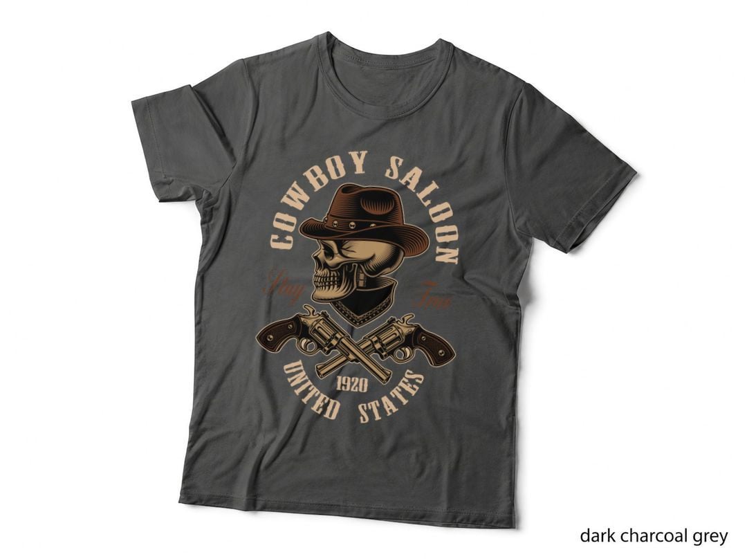 Cowboy Saloon Stay True United States 1920 Western Skull Revolvers T-Shirt