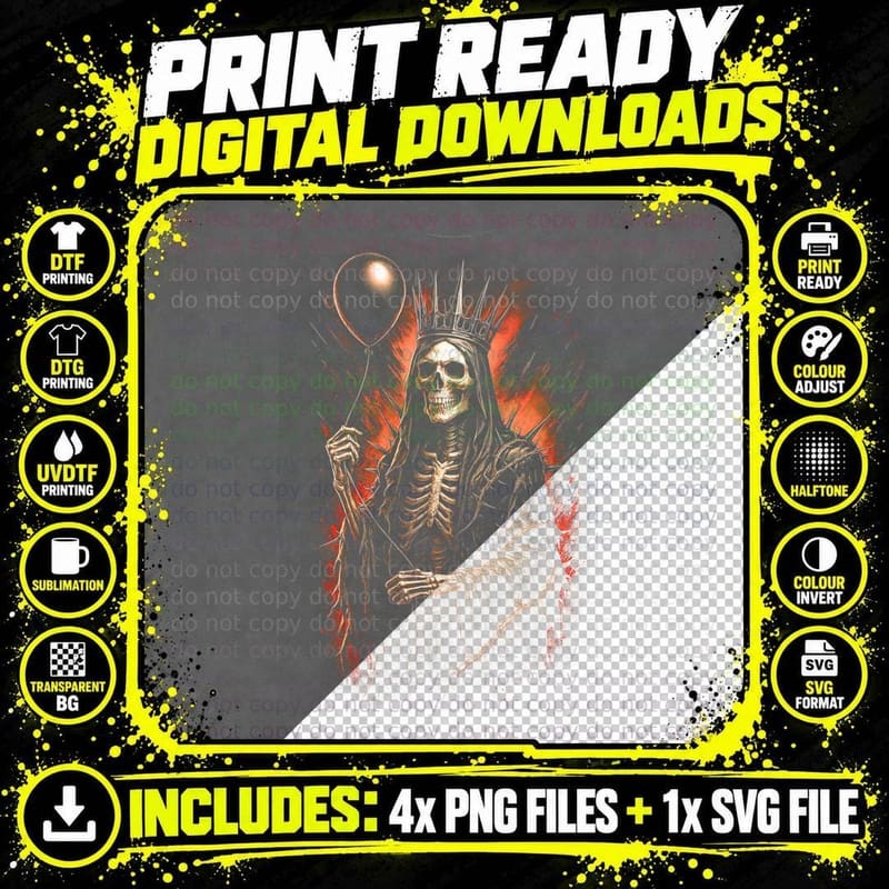 Crown Thorny Vines Skull T-Shirt, Halftone Gothic Skull Png SVG Digital Bundle