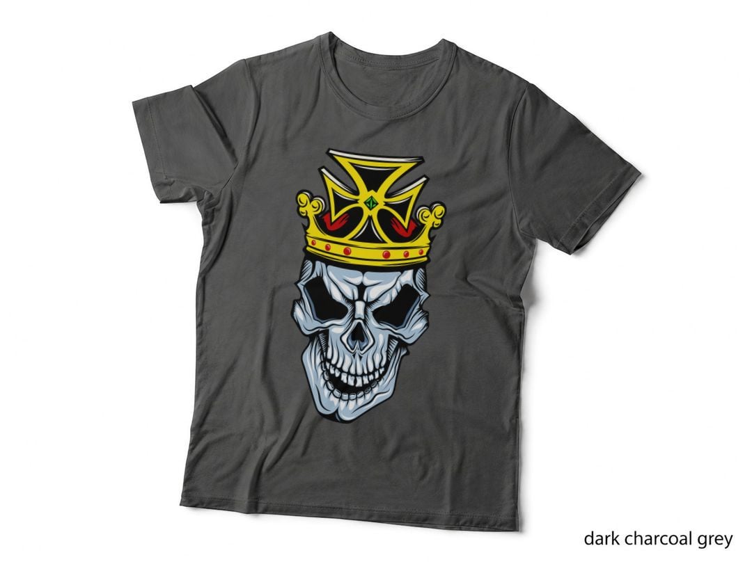 Crowned Skull Crown Royal Yellow Red White Ornate T-Shirt