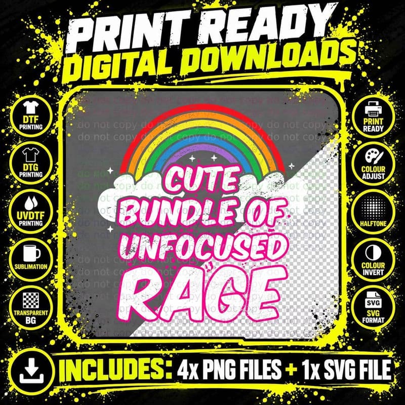 Cute Bundle of Unfocused Rage Goth Culture Wiccan Lover Png SVG Digital Bundle