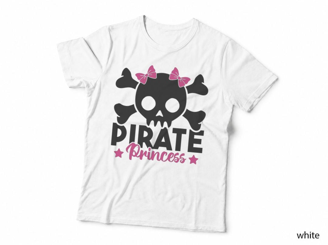Cute Pirate Princess Pink Pirate Skull and Crossbones Girls T-Shirt