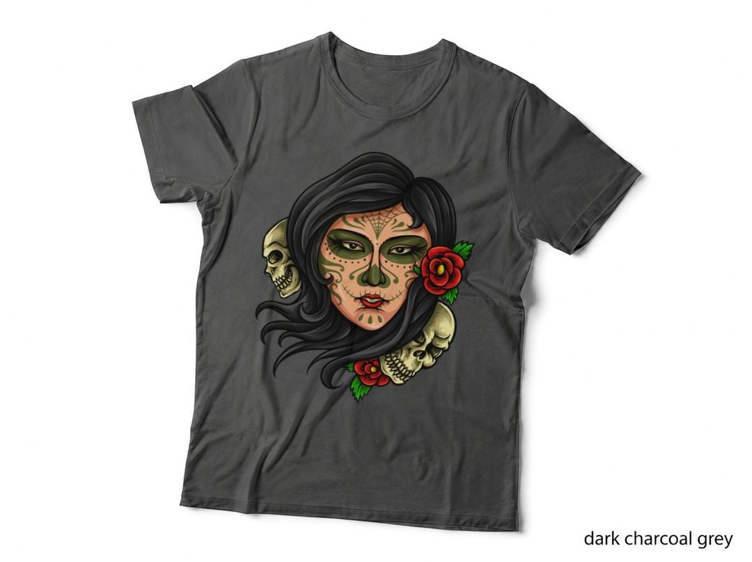 Day of Dead Woman of Skull Makeup Roses T-Shirt
