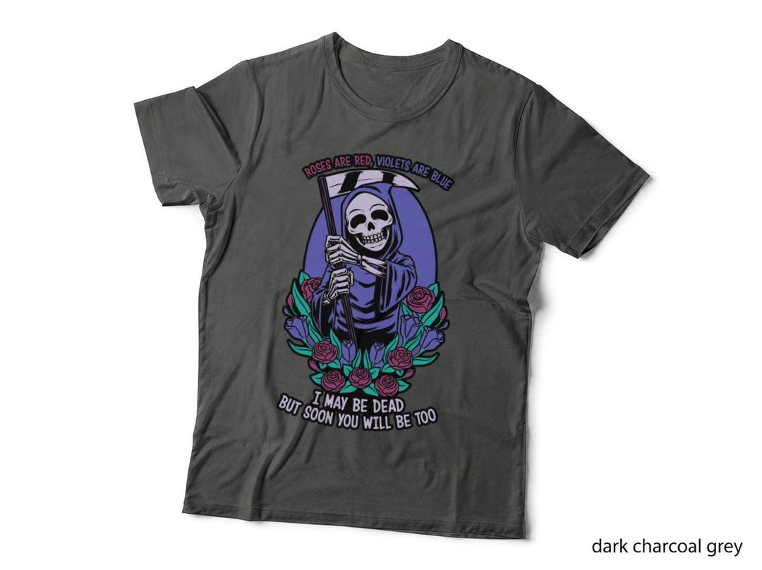Death Flowers Poem T-Shirt, Gothic Skull Tee, Gift for Goth Lovers