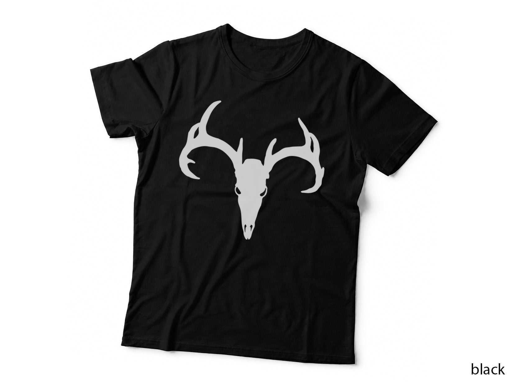 Deer Skull Silhouette T-Shirt, Trendy Graphic Tee, Novelty Gift Shirt