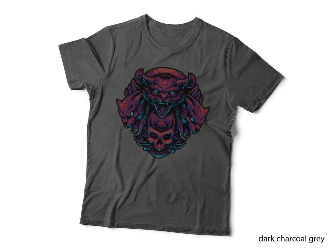Demon Beast Skull Red Purple Horns Eyes T-Shirt