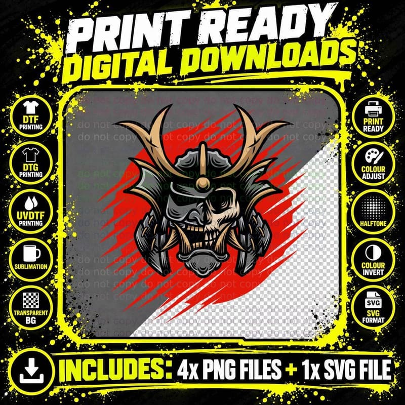Demon Skull Flame Red Fire T-Shirt Png SVG Digital Bundle