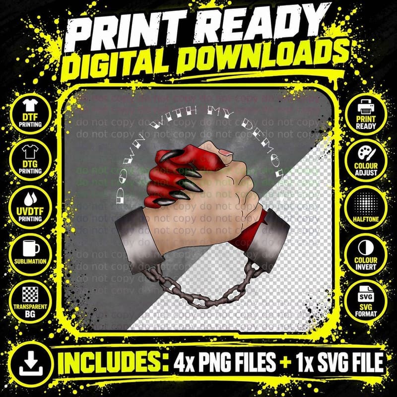 Down with My Demons - American Traditional Tattoo Gift Png SVG Digital Bundle