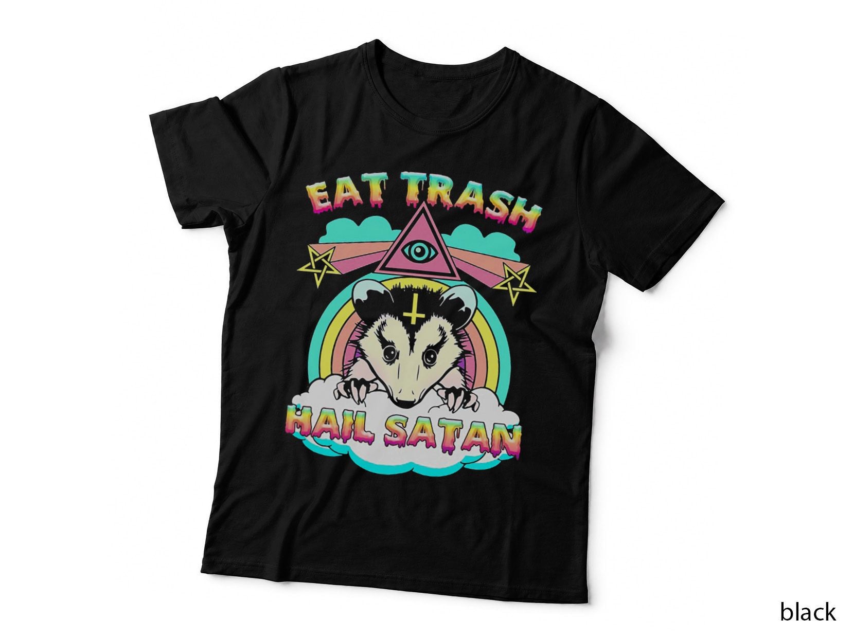 Eat Trash Hail Satan Raccoon Pentagram Satanic Garbage Gang T-Shirt