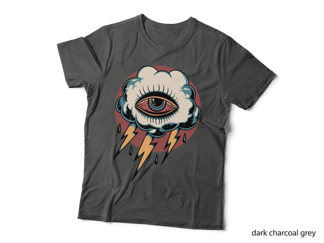 Eye Thunder Cloud Tattoo T-Shirt, Gothic Fantasy Art, Dark Fantasy Apparel